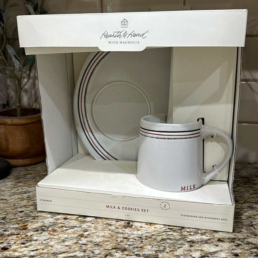 NWT Hearth and Hand milk and cookies set